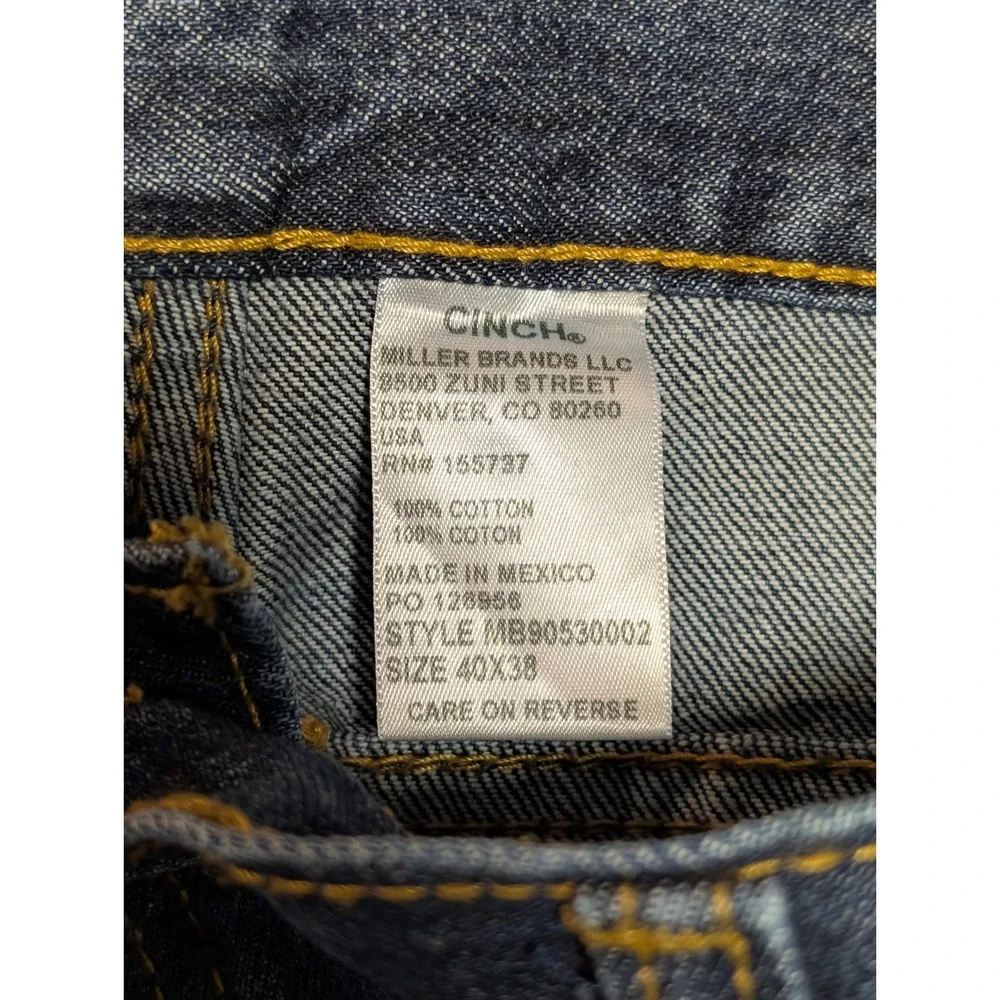 Cinch Green Label Relaxed Fit Jeans Mens 40x38 Tapered Leg Indigo MB90530002